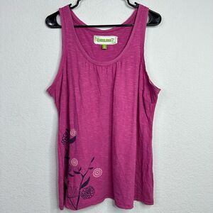 Cariloha Shirt Womens XL Pink Floral Organic‎ Hawaiian Coastal Beach Resort Boho